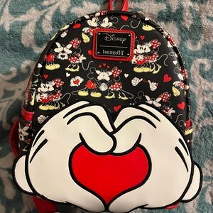 Disney Mickey & Minnie Mouse Heart Hand Love Mini Loungefly Backpack